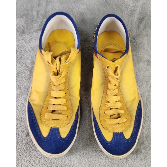 Zara Man Shoes Mens Size 9 Yellow Blue Distressed Style Spiked Casual Sneakers - Picture 7 of 8